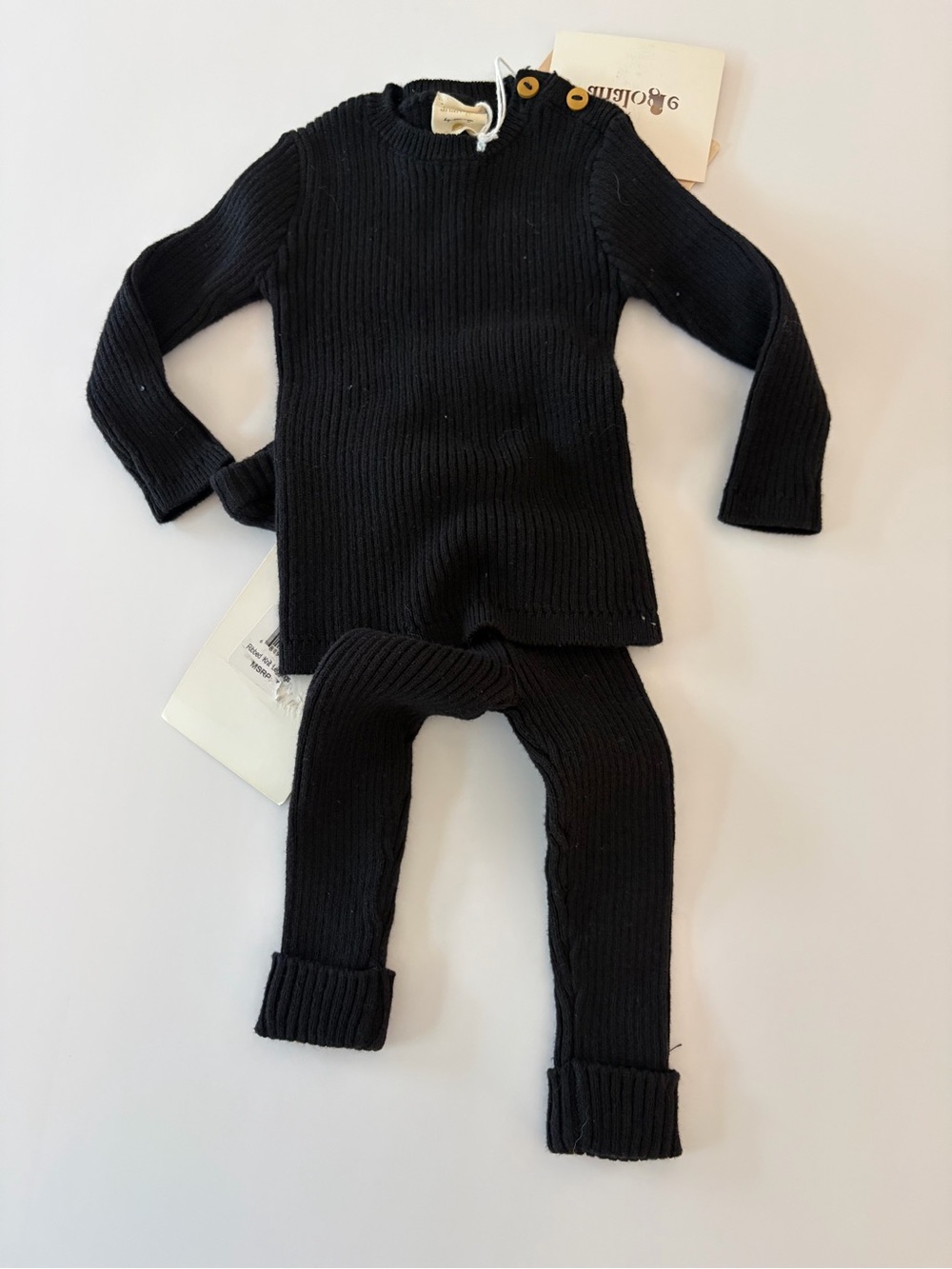 Analogie by Lil Legs black ribbed knit 2 piece set NWT